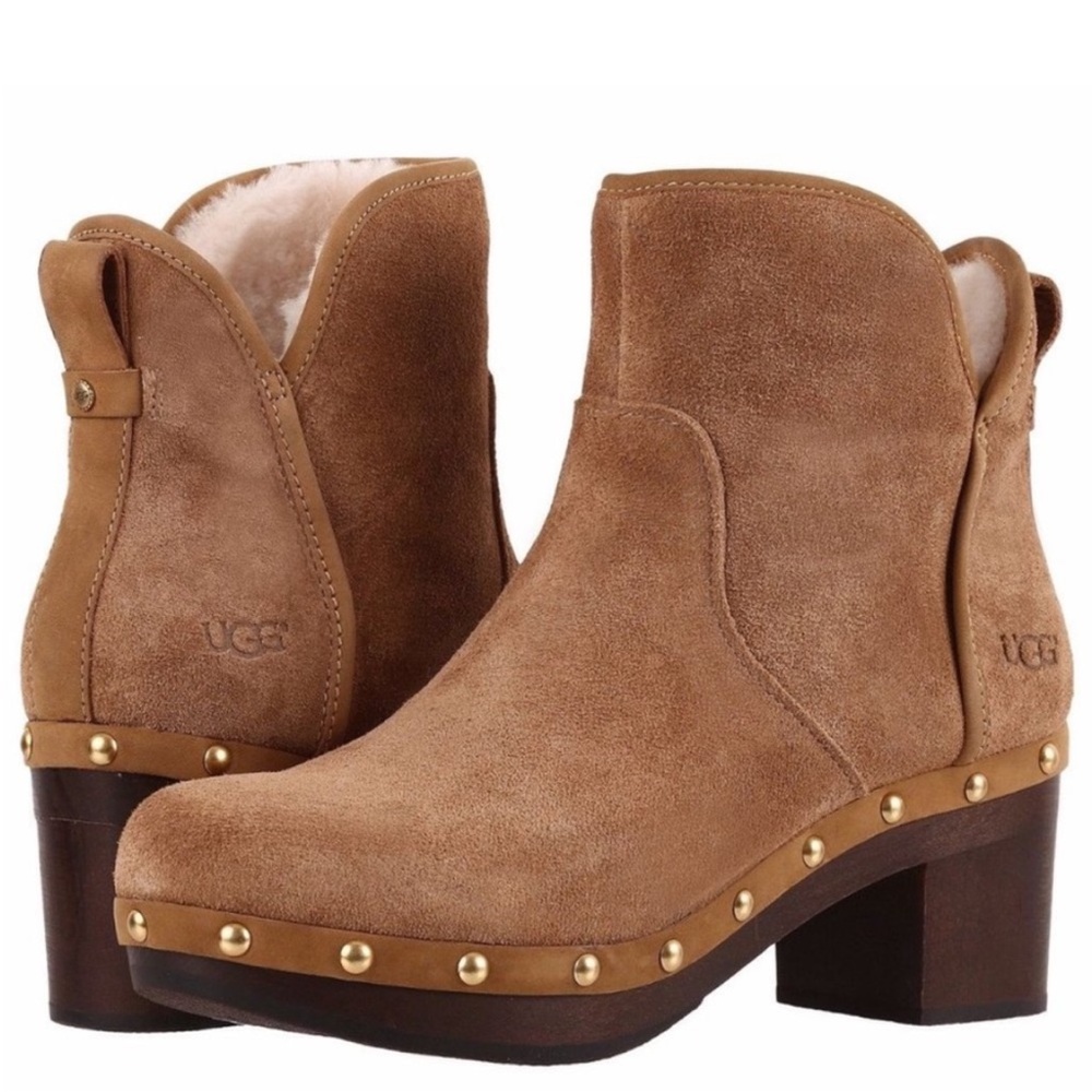UGG Tan Ankle Boots with Studded Detail